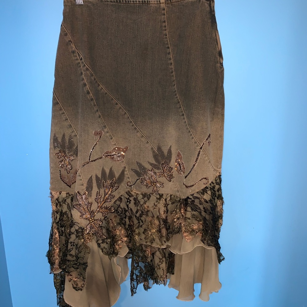Beautiful embellished denim skirt